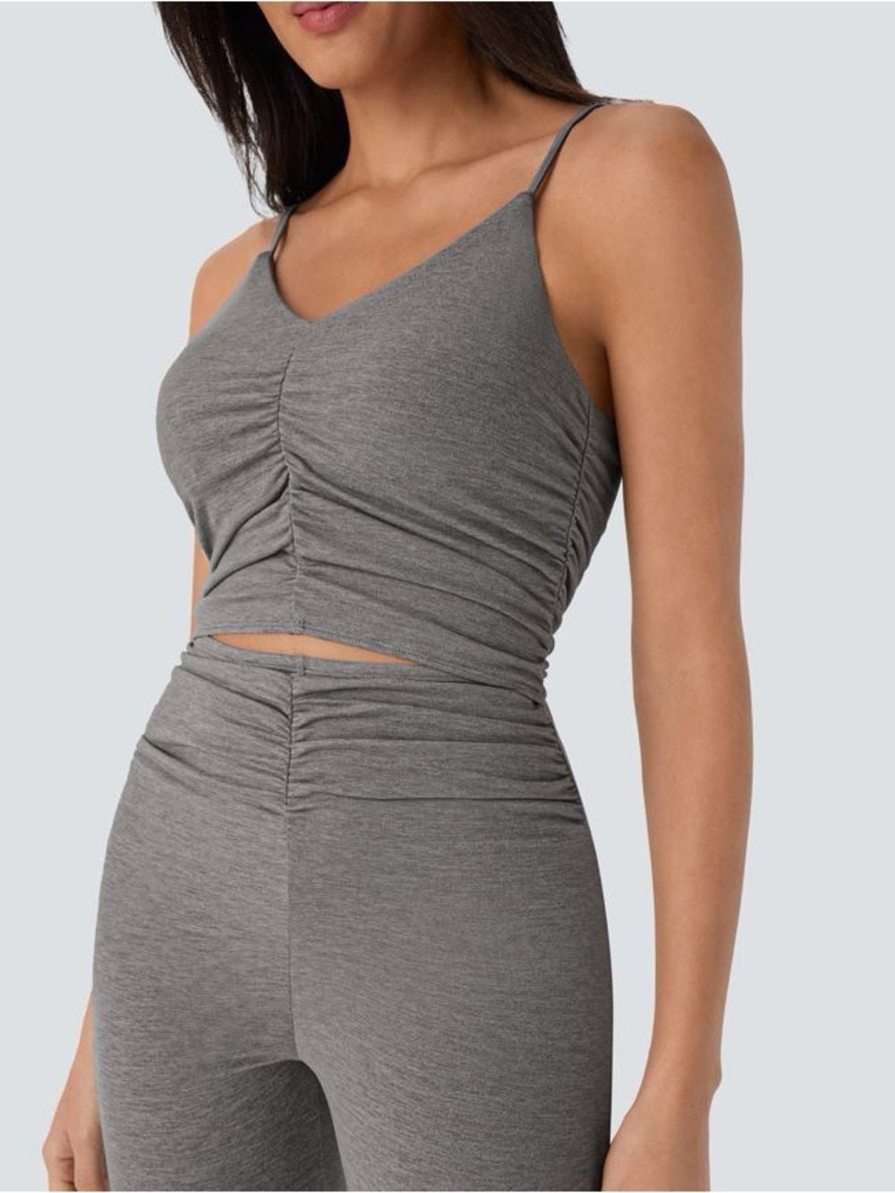 Halara Cut Out Ruched Flare Casual Slip Jumpsuit medium - Picture 5 of 5